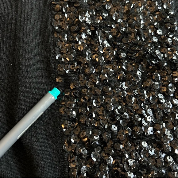 J. Crew Women's Sequined Merino Wool Size Large Black Holiday Sweater - Picture 9 of 10